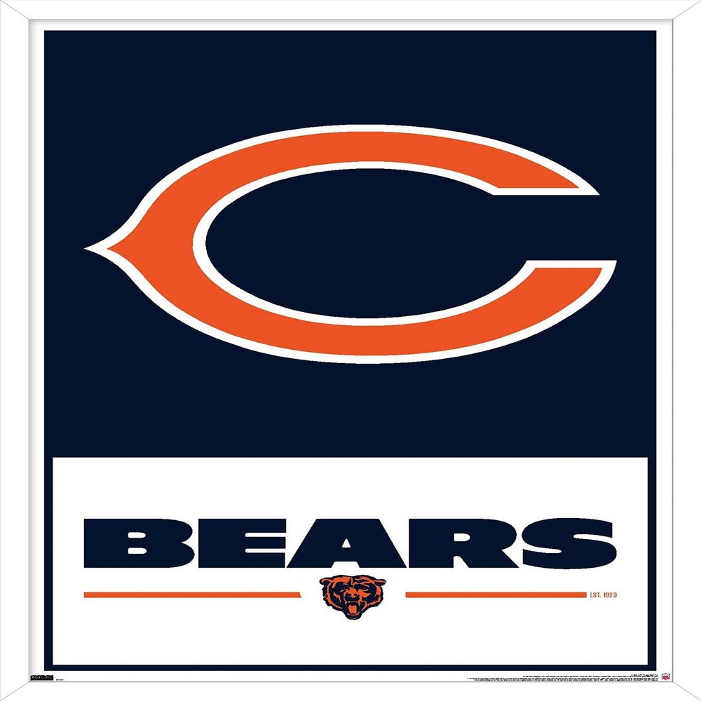 NFL Chicago Bears - Logo 21 Wall Poster, 34L" x 22.4W", White Framed Version