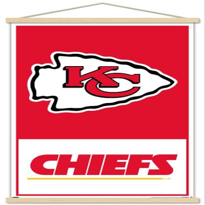 Trends International NFL Kansas City Chiefs - Logo 21 Wall Poster, 22.37" x 34.00", Premium Print and Beechwood Hanger Bundle