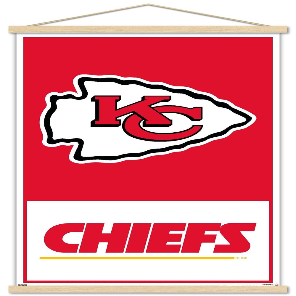 Trends International NFL Kansas City Chiefs - Logo 21 Wall Poster, 22.37" x 34.00", Premium Print and Beechwood Hanger Bundle