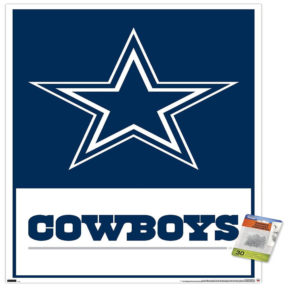 Trends International NFL Dallas Cowboys- Logo 21 Wall Poster, 22.37" x 34.00", Premium Poster & Push Pin Bundle
