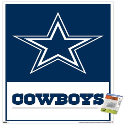 Trends International NFL Dallas Cowboys- Logo 21 Wall Poster, 22.37" x 34.00", Poster & Push Pin Bundle