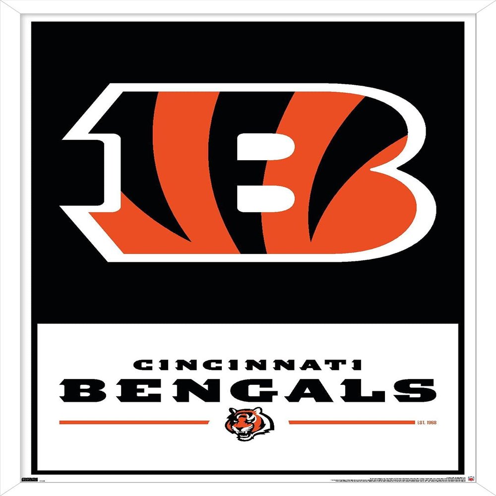 NFL Cincinnati Bengals - Logo 21 Wall Poster, 34L" x 22.4W", White Framed Version