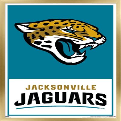 Trends International NFL Jacksonville Jaguars - Logo 21 Wall Poster, 22.4L x 14.7W, Gold Framed Version