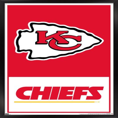 Trends International NFL Kansas City Chiefs - Logo 21 Wall Poster, 34L x 22.4W, Black Framed Version