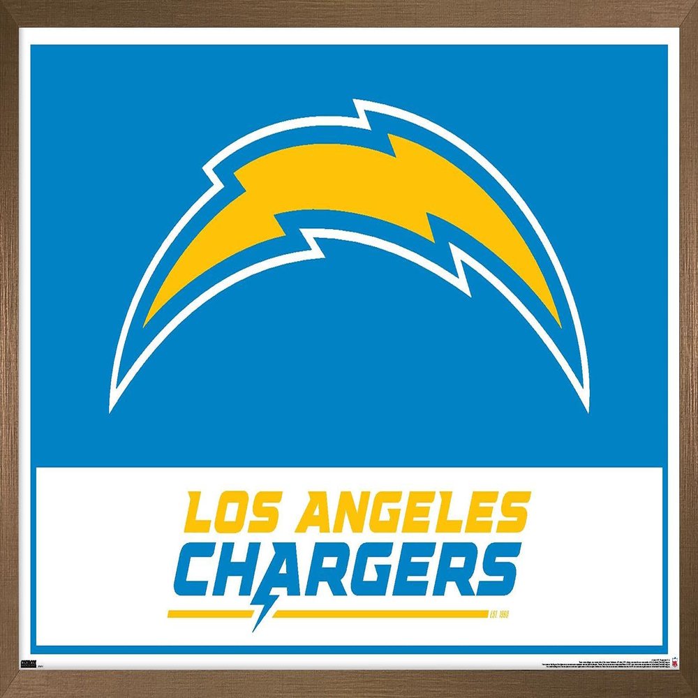 NFL Los Angeles Chargers - Logo 21 Wall Poster, 34L" x 22.4W", Bronze Framed Version