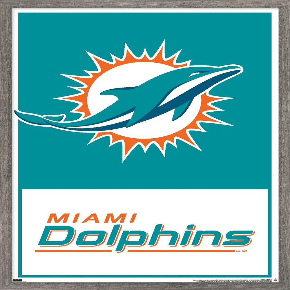 NFL Miami Dolphins - Logo 21 Wall Poster, 34L" x 22.4W", Barnwood Framed Version
