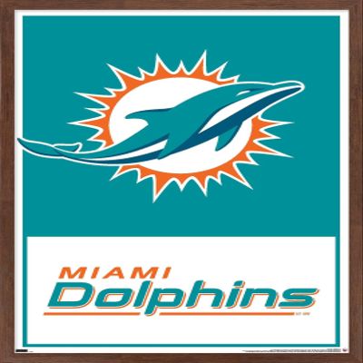 NFL Miami Dolphins - Logo 21 Wall Poster, 22.4L" x 14.7W", Mahogany Framed Version