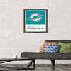 NFL Miami Dolphins - Logo 21 Wall Poster, 22.4L" x 14.7W", Mahogany Framed Version view 2