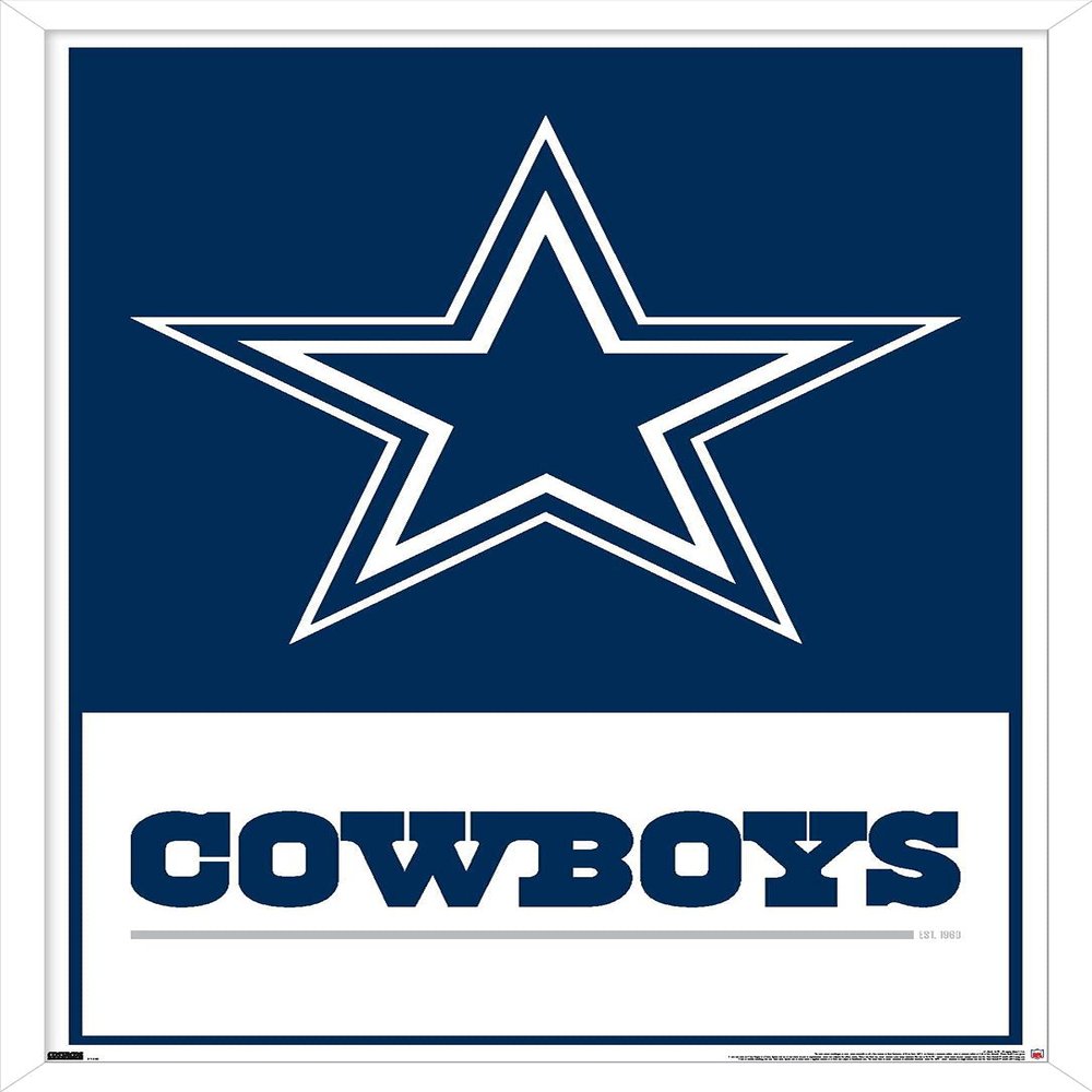 NFL Dallas Cowboys- Logo 21 Wall Poster, 34L" x 22.4W", White Framed Version
