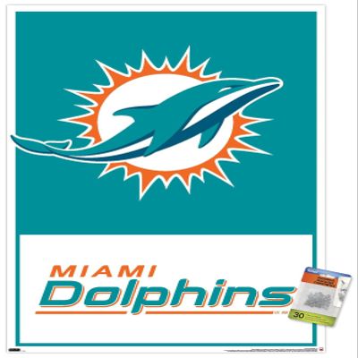 Trends International NFL Miami Dolphins - Logo 21 Wall Poster with Pushpins