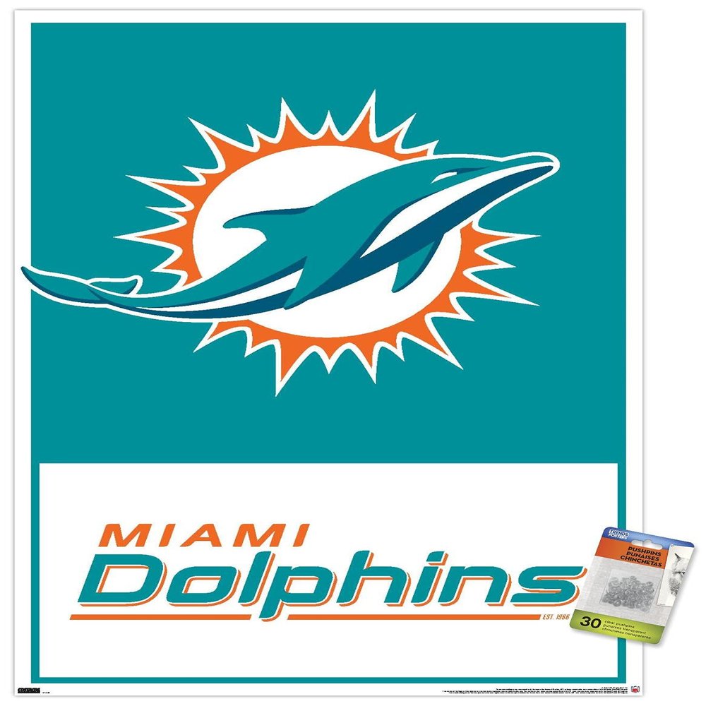 Trends International NFL Miami Dolphins - Logo 21 Wall Poster with Pushpins