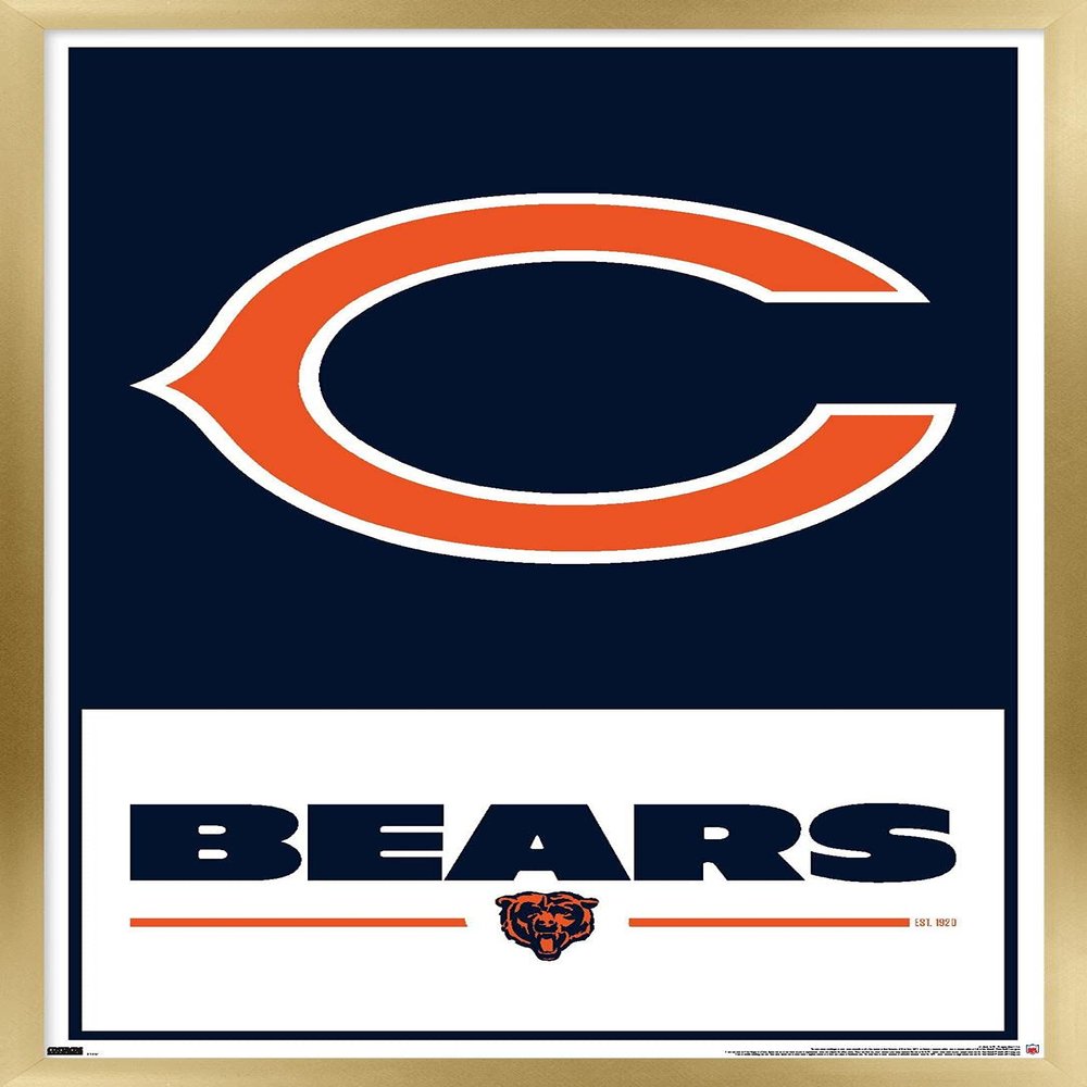 NFL Chicago Bears - Logo 21 Wall Poster, 34L" x 22.4W", Gold Framed Version