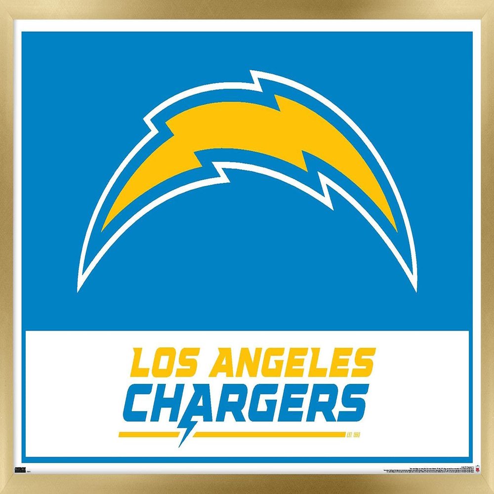 NFL Los Angeles Chargers - Logo 21 Wall Poster, 34L" x 22.4W", Gold Framed Version