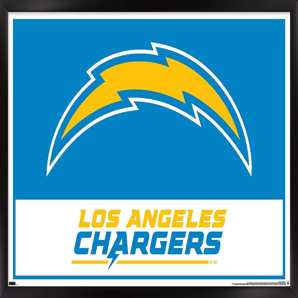 NFL Los Angeles Chargers - Logo 21 Wall Poster, 22.4L" x 14.7W", Black Framed Version