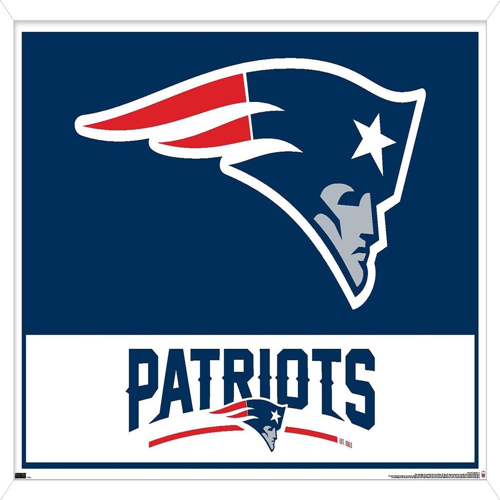 NFL New England Patriots - Logo 21 Wall Poster, 34L" x 22.4W", White Framed Version