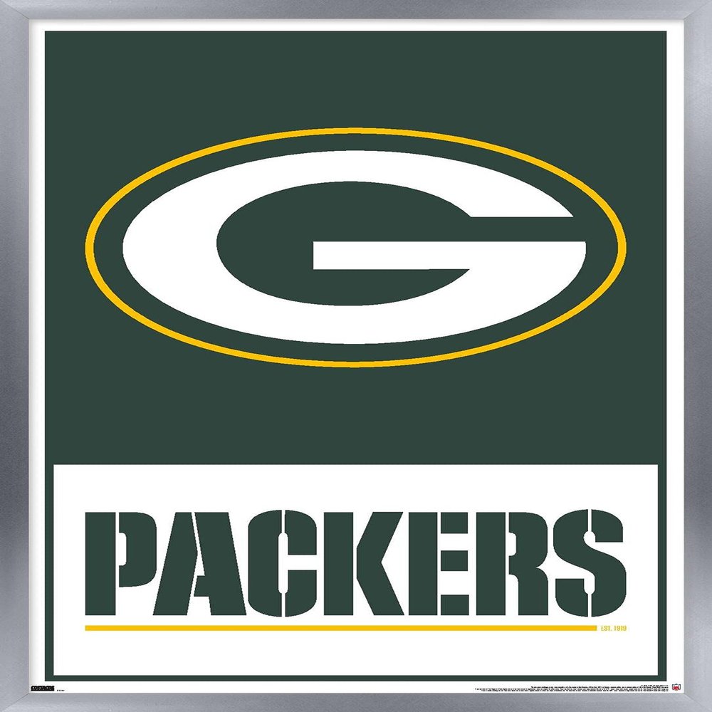 NFL Green Bay Packers - Logo 21 Wall Poster, 34L" x 22.4W", Silver Framed Version