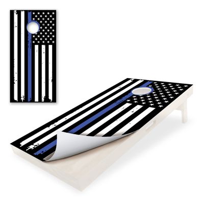 Bulljive Brands Cornhole Board Wraps - 35+ Designs, Laminated Vinyl, Blue, Modern Style, Cornhole Accessory, Cornhole Game