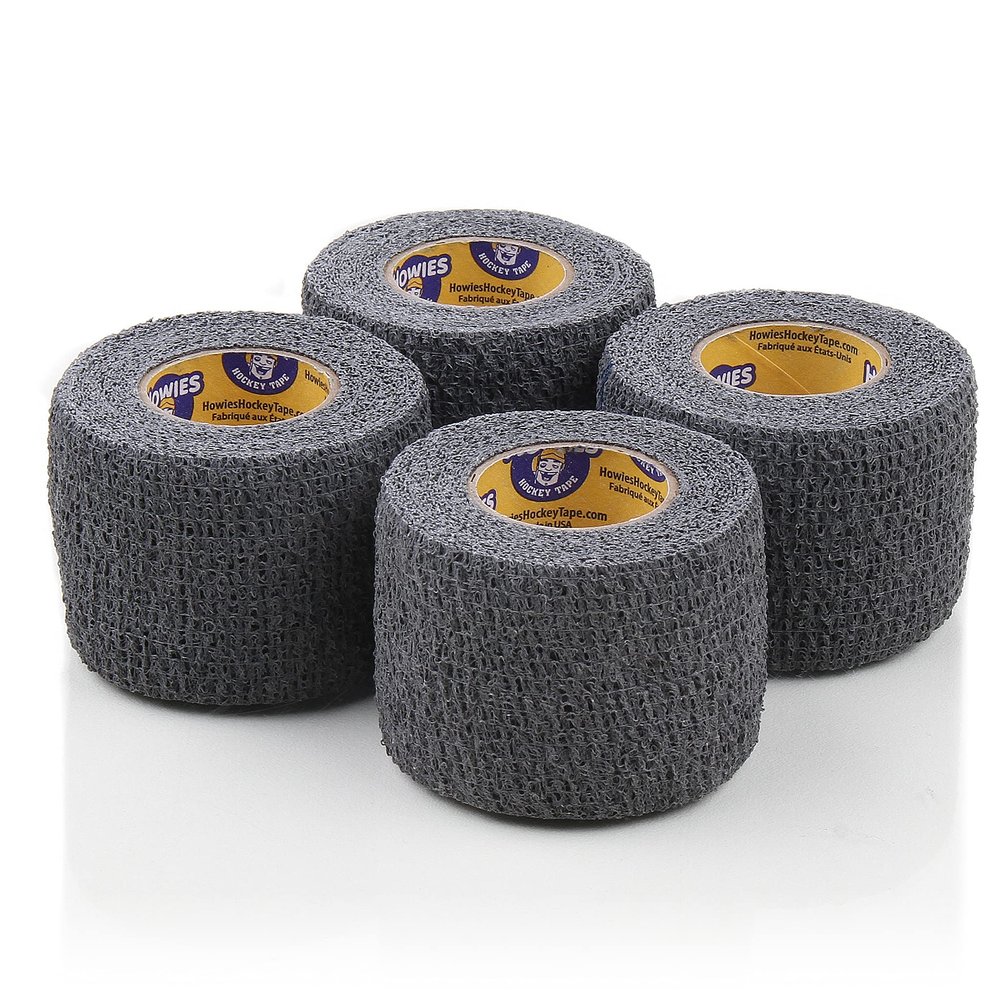 Howies Hockey Tape - Pro and Stretch Grip Hockey Tape (4 Pack) Coband Cohesive Wrap (Gray Stretch)