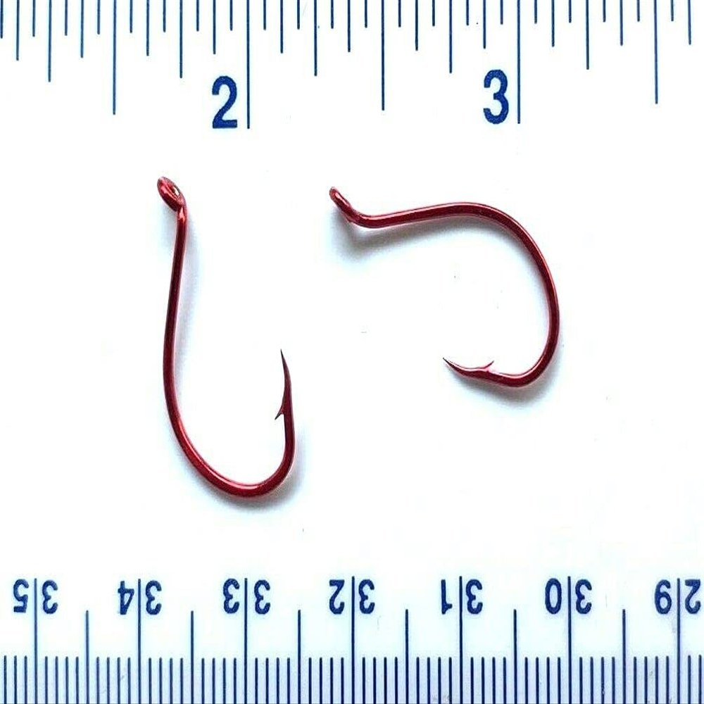 100 Gerry's Tackle 2X Strength 8299 Red Chrome Octopus Hooks Size 2