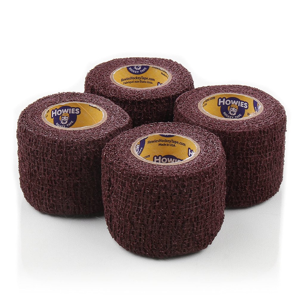Howies Hockey Tape - Pro and Stretch Grip Hockey Tape (4 Pack) Coband Cohesive Wrap (Maroon Stretch)
