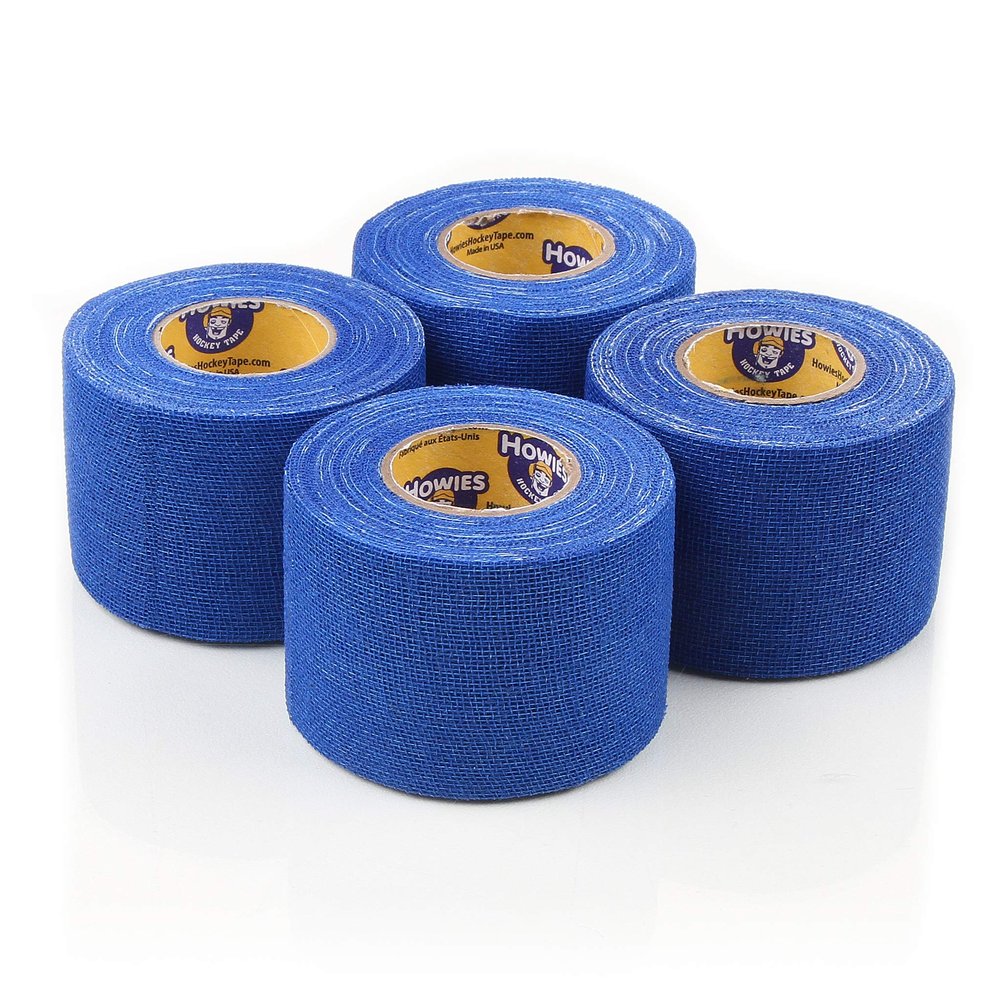 Howies Pro Grip or Stretch Hockey Tape 4 Pack Premium Long-Lasting Stick Tape for Hockey, Lacrosse, and Sports Strong Hold, Professional Feel, Easy Tear (Pro Grip, Blue)