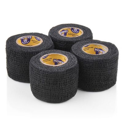 Howies Pro Grip or Stretch Hockey Tape  4 Pack  Premium Long-Lasting Stick Tape for Hockey, Lacrosse, and Sports  Strong Hold, Professional Feel, Easy Tear (Stretch Grip, Black)