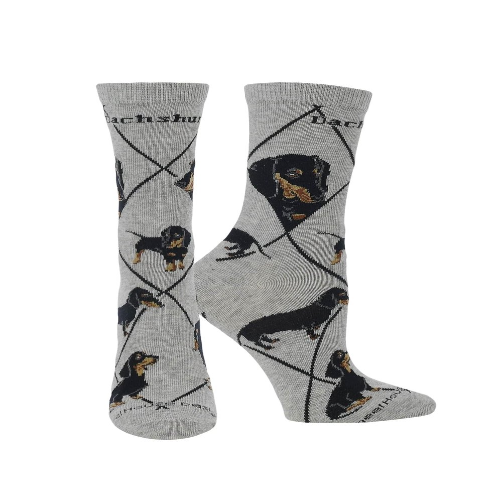 WHD Dachshund Socks (Black/Gray, Medium)
