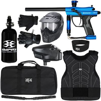 Kingman Spyder Fenix Level 3 Protector Paintball Gun Package Kit (Gloss Blue, Glove Size: Large/X-Large)