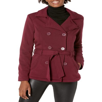 JOUJOU Womens Stylish Luxury Fashion Plaid Jacket, Medium Red, X-Small