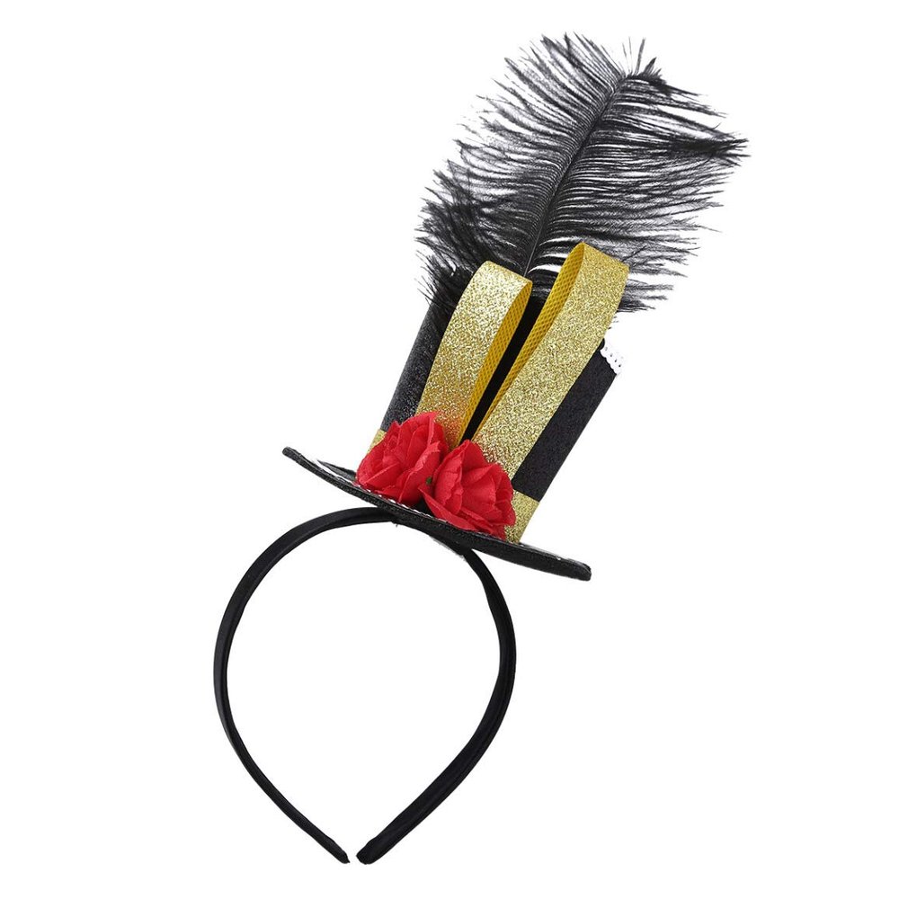 Moggemol Kids Girls Ringmaster Shiny Mini Top Hat Circus Show Fascinator Halloween Party Fancy Headpiece Black-red One Size