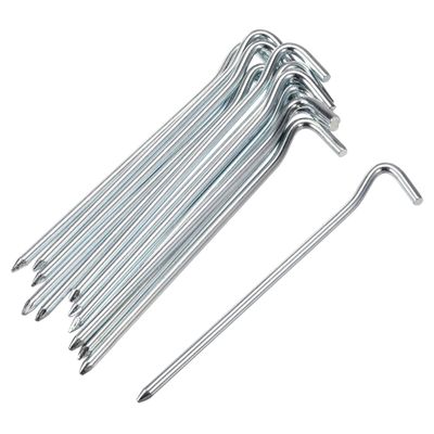 uxcell Tent Pegs, 7" Length 0.24" Dia Carbon Steel Tent Stakes with Hook for Camping Garden Edging Fence 12pcs