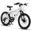 Elecony Ecarpat 20 Inch Boys Girls Bike, Kids Mountain Bike Ages 8-12, 7 Speed Teenager Boys Girls Bicycle, Front Suspension, Front Disc Brake, 14 Inch Height Steel Frame (White, 20 Inch) view 1