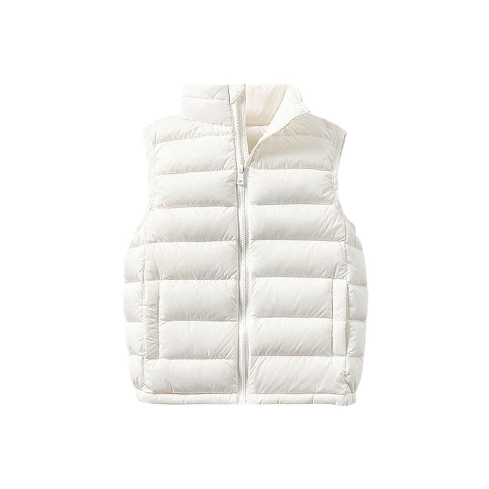 FLZS 2-12Y Warm Jacket for Children Jacket Turn Down Collar Vest for Kids Vest White 11T