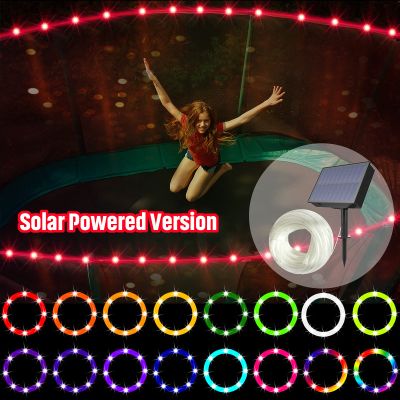 Upgraded Solar Powered VersionLED Trampoline Lights with Solar Panel, Trampoline Rim LED Light for 12 Ft Trampoline Remote Control, 16 Color Change, Waterproof, Bright to Display at Night Outdoors