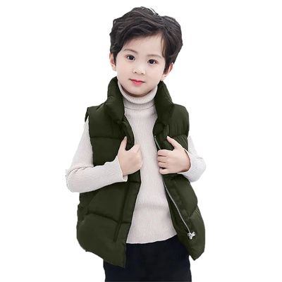 FLZS 4-12 Years Children Warm Vest Jacket Coat Kids Boy Girls Down Kids Down Vests Army Green 5