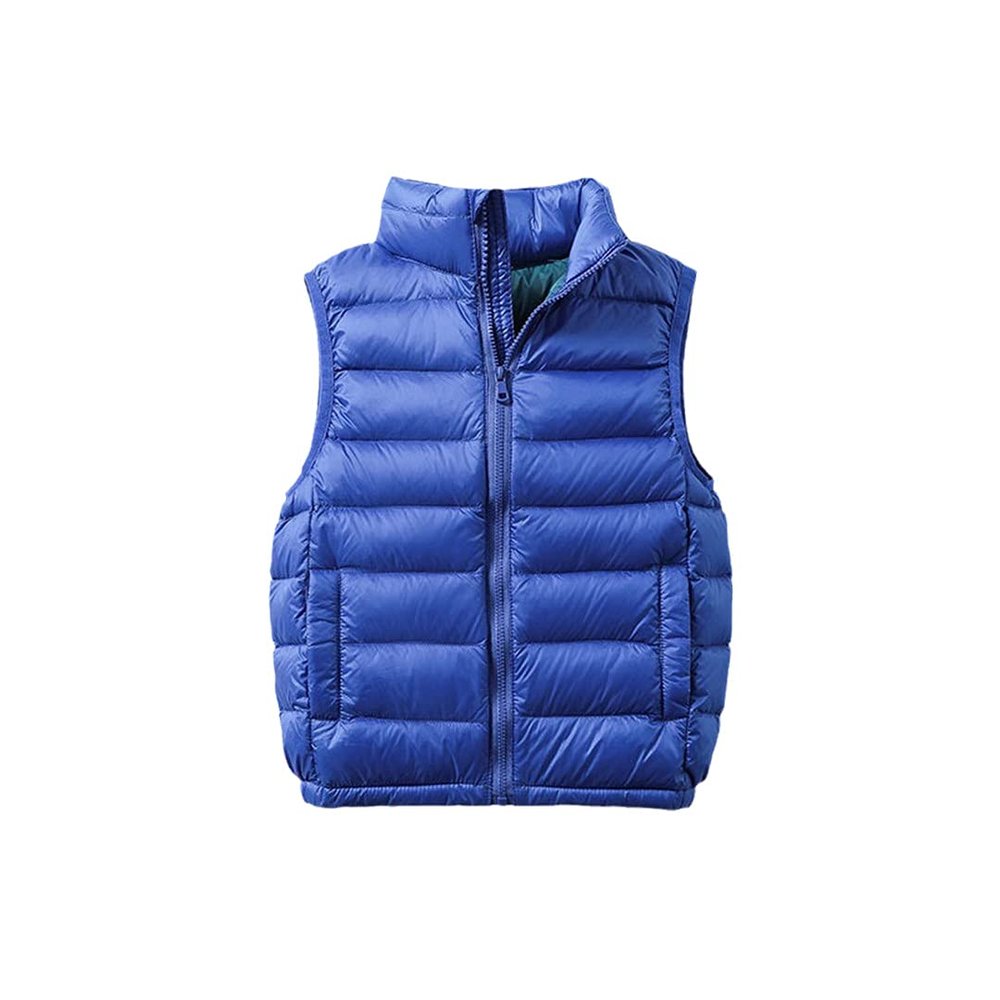 FLZS 2-12Y Warm Jacket for Children Jacket Turn Down Collar Vest for Kids Vest Blue 6T