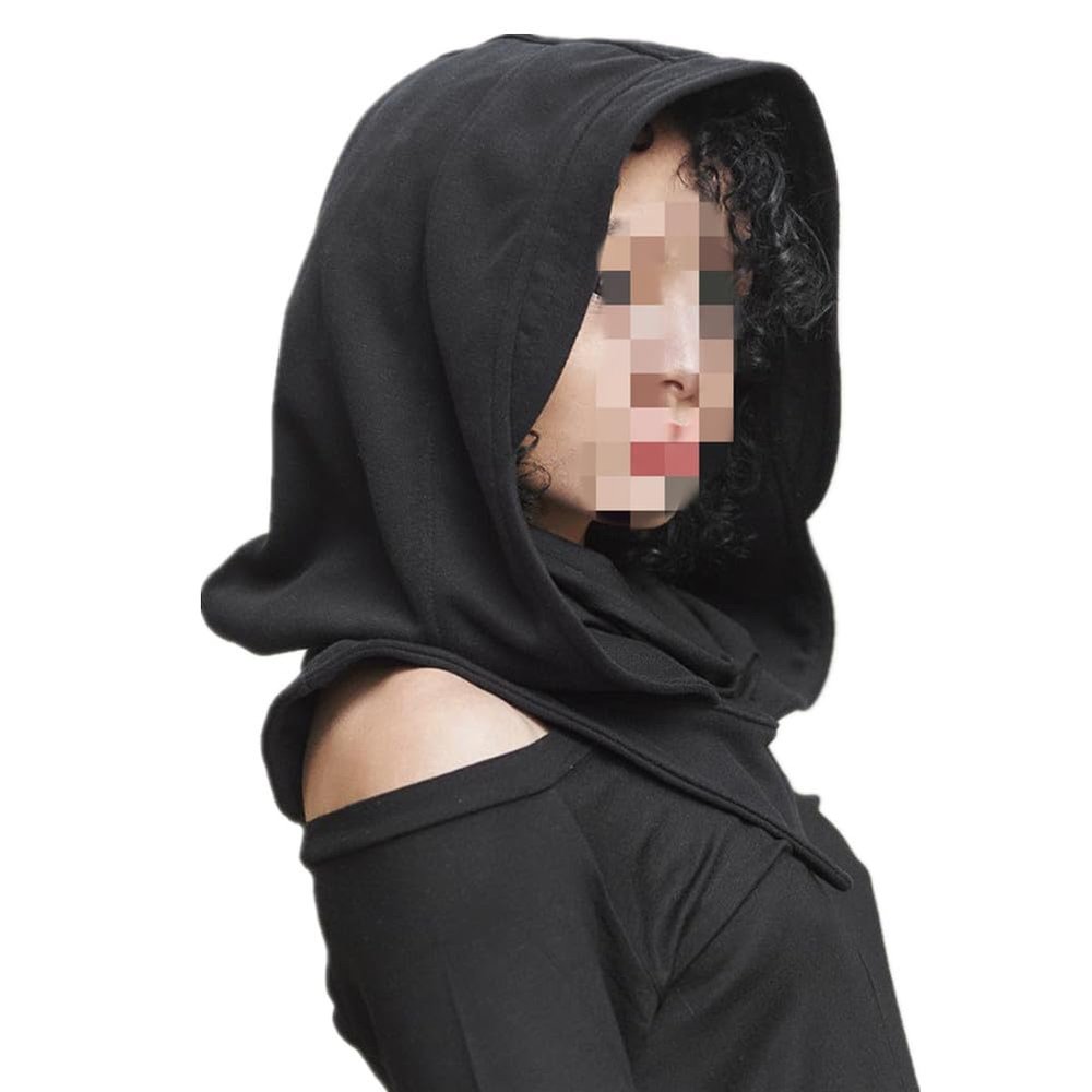 BLESSUME Friar Medieval Hooded Robe Monk Renaissance Priest Robe Halloween Cosplay Costume (One Size, Black Steampunk Hood)