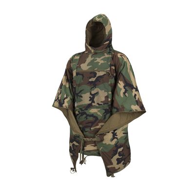 Helikon-Tex Swagman Roll Military Poncho, Bushcraft Line - Multi-purpose Rain Poncho & Emergency Cape - Survival and Military Gear - Woobie Blanket & Jacket (US Woodland)