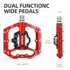 FOOKER MTB Mountain Bike Pedals 3 Bearing Flat Platform Compatible with Dual Function Sealed Clipless Aluminum 9/16" Pedals with Cleats for Road (red 3 Bearings) view 3