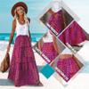 Trendy Lightweight Drawstring Tiered Ruffles Paisley Hippie Plus Size Bohemian Long Maxi Skirt with Deep Pockets for Office Music Festival Travel Picnic Dating Fall Outfits Purple M view 4