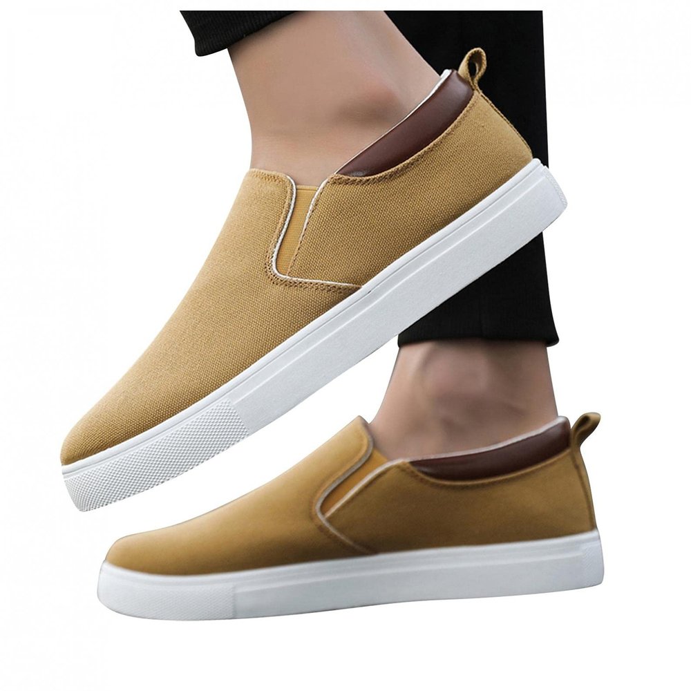 Hbeylia Slip On Loafers Fashion Sneakers For Men Casual Breathable Low Cut Canvas Shoes Unisex Classic Cloth Low-Top Trainers Walking Driving Shoes Flats Boat Shoes For Male Outdoor Sports
