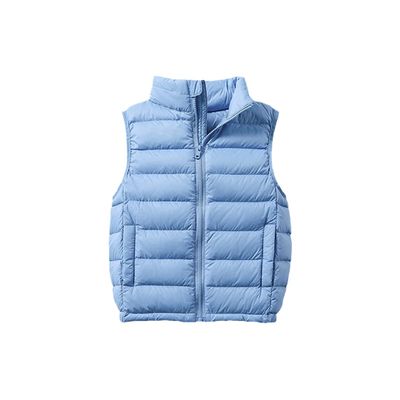 FLZS 2-12Y Warm Jacket for Children Jacket Turn Down Collar Vest for Kids Vest Sky Blue 2T