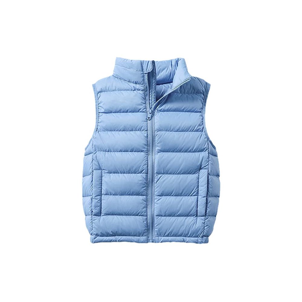 FLZS 2-12Y Warm Jacket for Children Jacket Turn Down Collar Vest for Kids Vest Sky Blue 2T