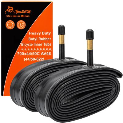 700C Heavy Duty Bike Tubes 700x44C/45C/48C/50C AV48 Schrader Valve (44/50-622) 700C Bicycle Inner Tubes Compatible with 700 x 44C 700x45C 700x46C 700x48C 700x50C 281 1/2 Bike Tire Tubes 2-PCS