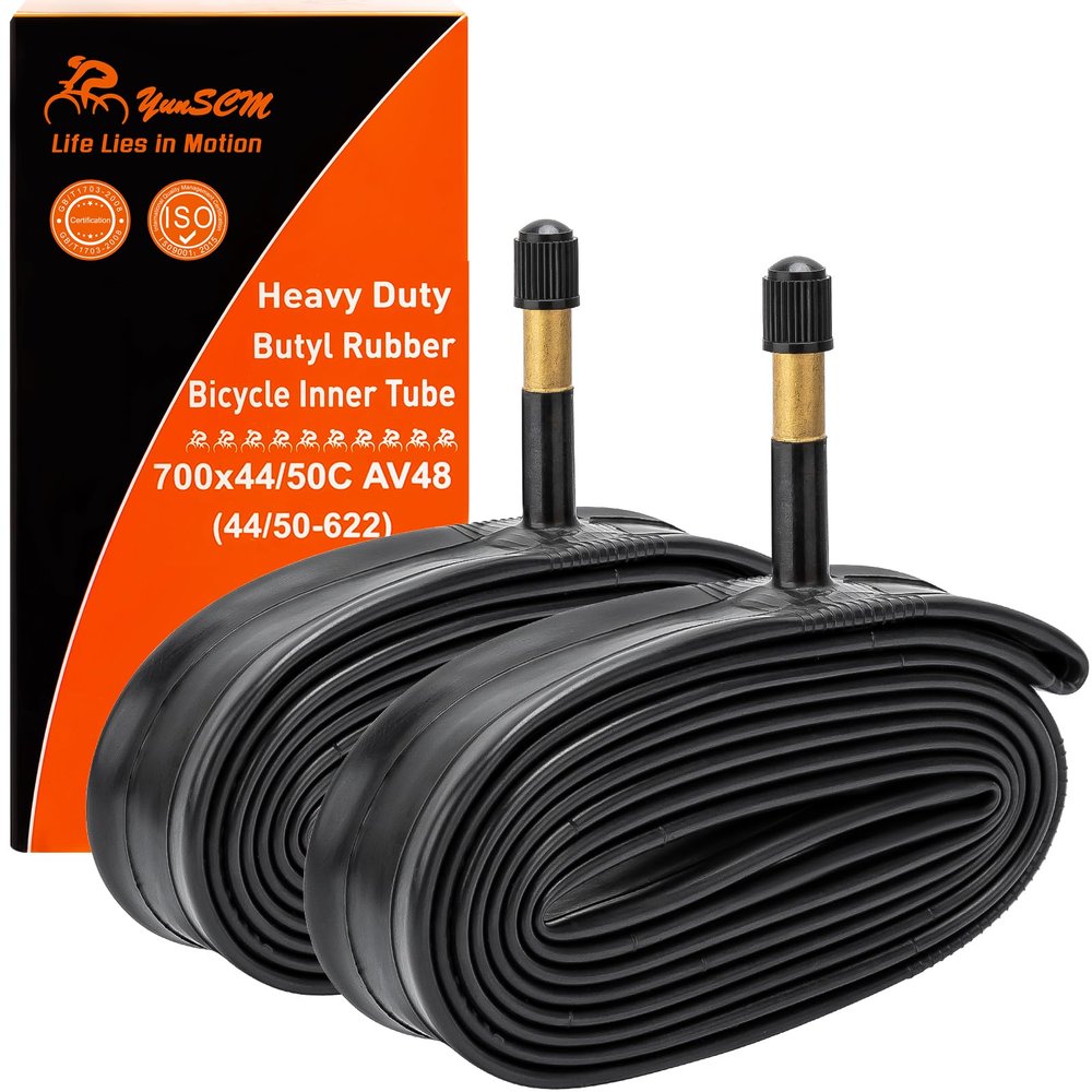 700C Heavy Duty Bike Tubes 700x44C/45C/48C/50C AV48 Schrader Valve (44/50-622) 700C Bicycle Inner Tubes Compatible with 700 x 44C 700x45C 700x46C 700x48C 700x50C 281 1/2 Bike Tire Tubes 2-PCS