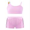 renvena Girls Athletic Suits 2Pcs Racer Back Crop Top with Booty Shorts Gymnastic Swimming or Dancing Outfits Pink Rainbow 8 view 1