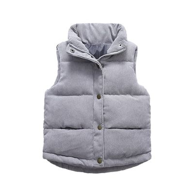 FLZS Kids Vest Corduroy Warm Thicken Waistcoat for Boys and Girls Children Jacket VS006-Gray 4T