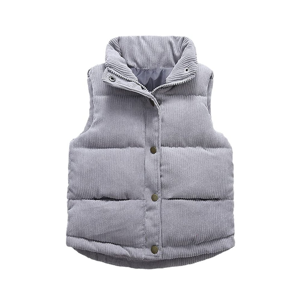 FLZS Kids Vest Corduroy Warm Thicken Waistcoat for Boys and Girls Children Jacket VS006-Gray 4T