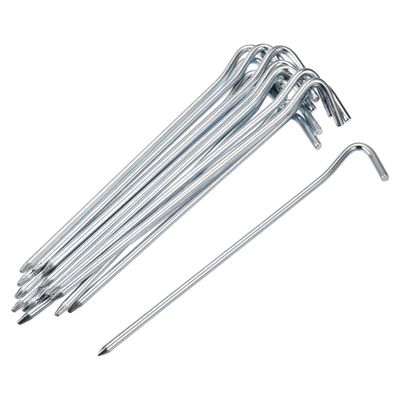 uxcell Tent Pegs, 7.87 Inch Carbon Steel Tent Stakes with Hook for Camping Garden Edging Fence 15pcs