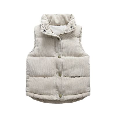 FLZS Kids Vest Corduroy Warm Thicken Waistcoat for Boys and Girls Children Jacket VS006-Beige 5